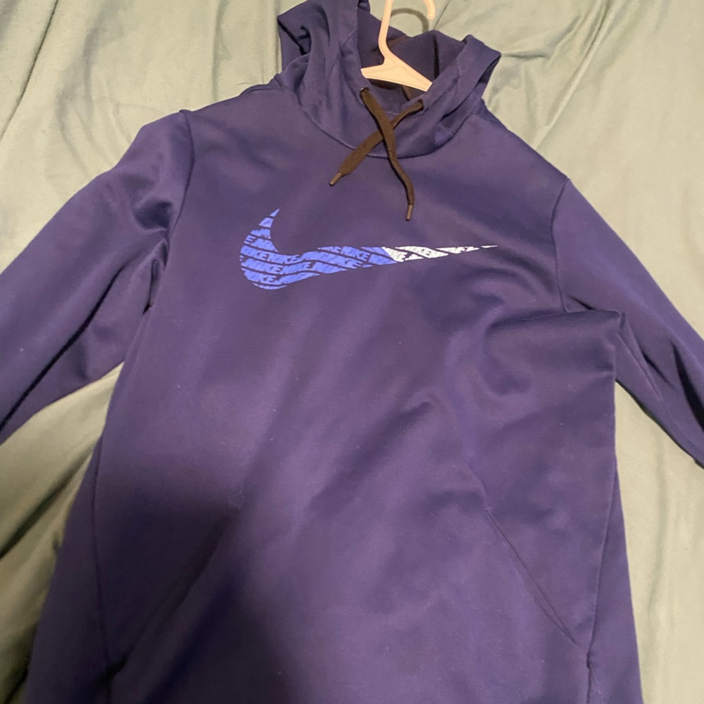 Nike Navy Pullover Hoodie with Dark Swoosh Detail